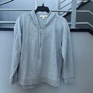 Michael Kors Gray Quarter Zip Up Sweatshirt with Ribbed Cuffs size XL